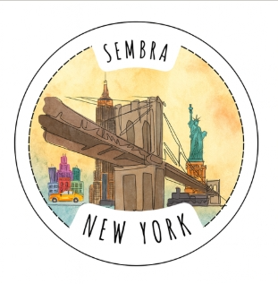 Logo disegnato Sembra New York con il ponte di Brooklyn